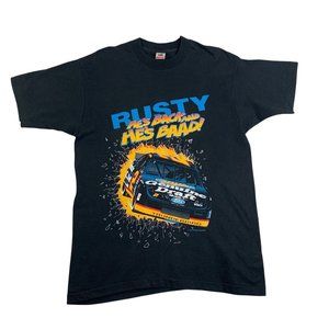 VINTAGE 1994 Rusty Wallace He's Back And He's Baad! Racing Black T-Shirt L NEW